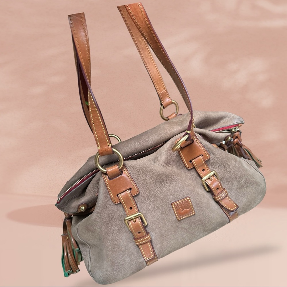 Dooney & Bourke brown suede leather satchel purse (S32) - Picture 2 of 12